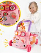 MalPlay Antepremergator cu Pian detasabil Cos de baschet cu 3 bile Ceas angrenaje rotative cu Muzica si sunete vesele 40 x 39 x 35 cm Lion Pink