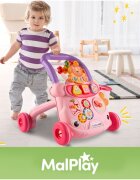 MalPlay Antepremergator cu Pian detasabil Cos de baschet cu 3 bile Ceas angrenaje rotative cu Muzica si sunete vesele 40 x 39 x 35 cm Lion Pink