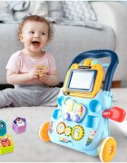 MalPlay Antepremergator educational 2 in 1 cu Pian Tabla de desen cu Stilou si Angrenaje rotative 39.5 x 32 x 40.2 cm Blue Elephant