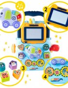 MalPlay Antepremergator educational 2 in 1 cu Pian Tabla de desen cu Stilou si Angrenaje rotative 39.5 x 32 x 40.2 cm Blue Elephant