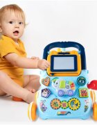 MalPlay Antepremergator educational 2 in 1 cu Pian Tabla de desen cu Stilou si Angrenaje rotative 39.5 x 32 x 40.2 cm Blue Elephant