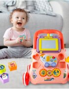 MalPlay Antepremergator educational 2 in 1 cu Pian Tabla de desen cu Stilou si Angrenaje rotative 39.5 x 32 x 40.2 cm Pink Elephant