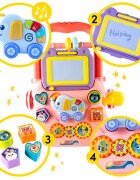 MalPlay Antepremergator educational 2 in 1 cu Pian Tabla de desen cu Stilou si Angrenaje rotative 39.5 x 32 x 40.2 cm Pink Elephant