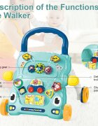 MalPlay Antepremergator interactiv 2 in 1 cu activitati educative butoane functionale sunete lumini si angrenaje rotative Blue Car