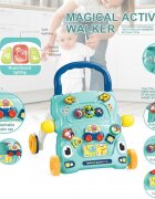 MalPlay Antepremergator interactiv 2 in 1 cu activitati educative butoane functionale sunete lumini si angrenaje rotative Blue Car