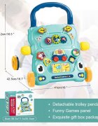 MalPlay Antepremergator interactiv 2 in 1 cu activitati educative butoane functionale sunete lumini si angrenaje rotative Blue Car