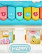 MalPlay Antepremergator interactiv cu Pian muzical si Panou Interactiv Detasabil Telefon litere angrenaje rotative si roti antiderapante dimensiune 43 x 46.5 x 42.5 cm Happy Blue