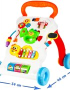 MalPlay Antepremergator interactiv educativ pentru copii cu roti robuste design ergonomic cu trompeta lumini chimvale viteza reglabila dimensiune 46 x 45 x 34 cm