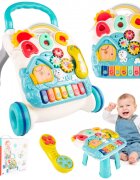 MalPlay Antepremergator interactiv multifunctional 4 in 1 cu Lumini Sunete Pian Telefon detasabil tip zornaitoare angrenaje rotative Sortator de forme dimensiune 46 x 40 x 43.5 cm Blue