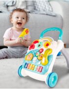 MalPlay Antepremergator interactiv multifunctional 4 in 1 cu Lumini Sunete Pian Telefon detasabil tip zornaitoare angrenaje rotative Sortator de forme dimensiune 46 x 40 x 43.5 cm Blue