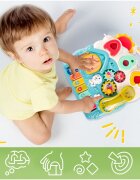 MalPlay Antepremergator interactiv multifunctional 4 in 1 cu Lumini Sunete Pian Telefon detasabil tip zornaitoare angrenaje rotative Sortator de forme dimensiune 46 x 40 x 43.5 cm Blue