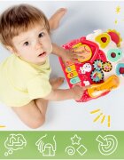 MalPlay Antepremergator interactiv multifunctional 4 in 1 cu Lumini Sunete Pian Telefon detasabil tip zornaitoare angrenaje rotative Sortator de forme dimensiune 46 x 40 x 43.5 cm Pink