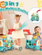 MalPlay Antepremergator multifunctional 3 in 1 cu emisie de aburi cu centru de activitati Pian angrenaje rotative 42 x 41 x 45 cm Locomotiva Choo-Choo Green