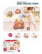 MalPlay Antepremergator multifunctional 3 in 1 cu emisie de aburi cu centru de activitati Pian angrenaje rotative 42 x 41 x 45 cm Locomotiva Choo-Choo Pink