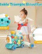 MalPlay Antepremergator multifunctional 3 in 1 cu emisie de aburi cu centru de activitati Pian angrenaje rotative 42 x 41 x 45 cm Locomotiva Choo-Choo Pink