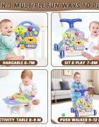 MalPlay Antepremergator multifunctional 3 in 1 pentru copii Blue cu pian muzical angrenaje rotative sortator de forme