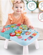 MalPlay Antepremergator multifunctional 4 in 1 Premergator Masuta de activitati si Trotineta cu pian si sunete vesele Blue Monkey