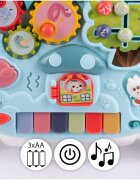 MalPlay Antepremergator multifunctional 4 in 1 Premergator Masuta de activitati si Trotineta cu pian si sunete vesele Blue Monkey
