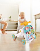 MalPlay Antepremergator multifunctional 4 in 1 Premergator Masuta de activitati si Trotineta cu pian si sunete vesele Blue Monkey