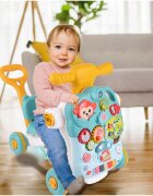 MalPlay Antepremergator multifunctional 4 in 1 Premergator Masuta de activitati si Trotineta cu pian si sunete vesele Blue Monkey