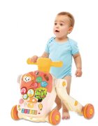 MalPlay Antepremergator multifunctional 4 in 1 Premergator Masuta de activitati si Trotineta cu pian si sunete vesele Red Monkey