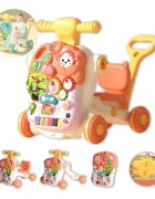 MalPlay Antepremergator multifunctional 4 in 1 Premergator Masuta de activitati si Trotineta cu pian si sunete vesele Red Monkey