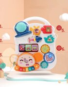 MalPlay Antepremergator muzical pentru copii 2 in 1 cu 5 functii distincte panou interactiv detasabil pian muzical masuta de joaca cos de baschet red