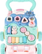 MalPlay Antepremergator pentru copii cu panou educational detasabil dimensiune 47 x 42 x 45 cm Pink-Blue Bunny
