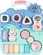 MalPlay Antepremergator pentru copii cu panou educational detasabil dimensiune 47 x 42 x 45 cm Pink-Blue Bunny