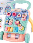 MalPlay Antepremergator pentru copii cu panou educational detasabil dimensiune 47 x 42 x 45 cm Pink-Blue Bunny