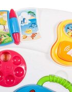 MalPlay Antepremergator pentru copii cu Pian Telefon Tabla magnetica de scris cu stilou angrenaje rotative 43 x 34 x 45 cm Walker Pusher Multicolor