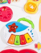 MalPlay Antepremergator pentru copii cu Pian Telefon Tabla magnetica de scris cu stilou angrenaje rotative 43 x 34 x 45 cm Walker Pusher Multicolor