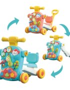 MalPlay Antepremergator pentru copii Green multifunctional 3in1 cu panou educativ-interactiv detasabil telefon angrenaje rotative roti antiderapante ghidon inaltime ajustabila dimensiune 44 x 48 x 48 cm