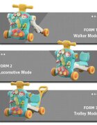 MalPlay Antepremergator pentru copii Green multifunctional 3in1 cu panou educativ-interactiv detasabil telefon angrenaje rotative roti antiderapante ghidon inaltime ajustabila dimensiune 44 x 48 x 48 cm