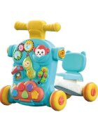 MalPlay Antepremergator pentru copii Green multifunctional 3in1 cu panou educativ-interactiv detasabil telefon angrenaje rotative roti antiderapante ghidon inaltime ajustabila dimensiune 44 x 48 x 48 cm