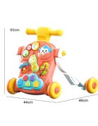 MalPlay Antepremergator pentru copii Pink cu panou educativ-interactiv detasabil telefon angrenaje rotative roti antiderapante ghidon inaltime ajustabila 50 x 46 x 44 cm