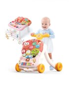 MalPlay Antepremergator si masuta de activitati 2 in 1 pentru copii cu panou interactiv detasabil telefon activitati educative sunete lumini roti antiderapante pink
