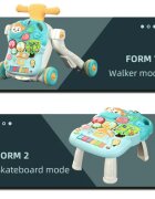 MalPlay Antepremergator si masuta de activitati 2 in 1 pentru copii cu panou interactiv detasabil telefon activitati educative sunete lumini roti antiderapante pink
