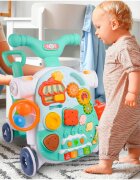 MalPlay Antepremergator transformabil 4 in 1 cu roti antiderapante inaltime reglabila activitati interactive Pian panou detasabil si cos de Baschet 43 x 44 x 47 cm