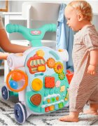 MalPlay Antepremergator transformabil in masuta de activitati 2 in 1 cu Pian angrenaje rotative cos de baschet si 3 bilute incluse 46 x 44 x 47 cm