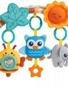 MalPlay Arcada cu jucarii suspendate pentru carucior copii Blue Owl culori intense sunete si texturi variate dimensiune 53 x 33 x 5 cm