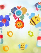 MalPlay Arcada de jucarii pentru caruciorpatut din material textil si plastic cu prindere universala Cute Butterfly 48 x 36 x 5 cm
