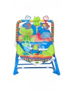 MalPlay Balansoar multifunctional cu Muzica Vibratii bara detasabila cu 3 jucarii suspendate Scaunel rabatabil in 2 pozitii Husa detasabila Blue