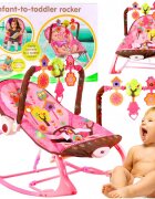 MalPlay Balansoar multifunctional cu Muzica Vibratii bara detasabila cu 3 jucarii suspendate Scaunel rabatabil in 2 pozitii Husa detasabila Pink