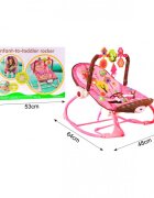 MalPlay Balansoar multifunctional cu Muzica Vibratii bara detasabila cu 3 jucarii suspendate Scaunel rabatabil in 2 pozitii Husa detasabila Pink