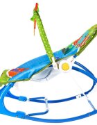 MalPlay Balansoar multifunctional pentru copii Blue Elephant pliabil cu vibratii spatar reglabil in 2 trepte si bara de jucarii detasabila