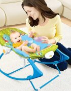 MalPlay Balansoar multifunctional pentru copii Blue Elephant pliabil cu vibratii spatar reglabil in 2 trepte si bara de jucarii detasabila