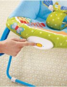 MalPlay Balansoar multifunctional pentru copii Blue Elephant pliabil cu vibratii spatar reglabil in 2 trepte si bara de jucarii detasabila