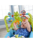 MalPlay Balansoar multifunctional pentru copii Blue Elephant pliabil cu vibratii spatar reglabil in 2 trepte si bara de jucarii detasabila