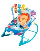 MalPlay Balansoar multifunctional pentru copii Blue Lion prevazut cu sunete si vibratii dimensiune 64 x 46 x 65 cm